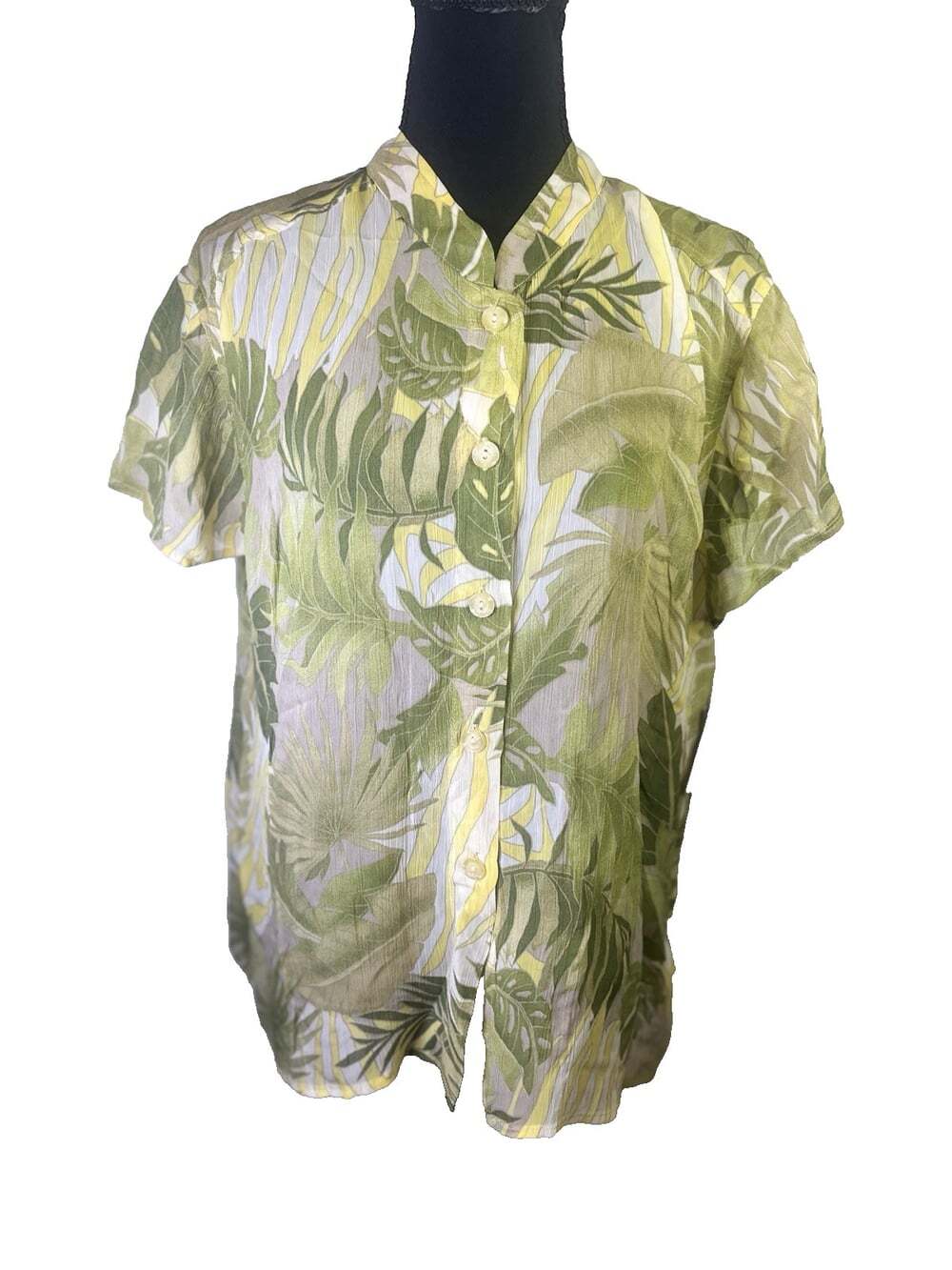 NWT Vintage Mango Tango Hawaiian Blouse Sz L Macy's Jane Aquino 90s Mandarin
